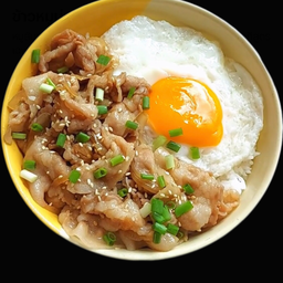 ข้าวหมูหมักเทอริยากิ + ไข่ดาว