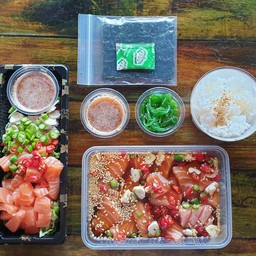 ยำแซลมอน+แซลม่อนดองซีอิ๊ว