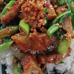 คะน้าหมูกรอบราดข้าว