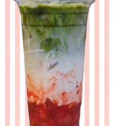 นมสดสตอเบอรี่ ชาเขียว