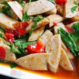 หมูยอ ผัดโหระพา ราดข้าว