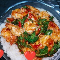 กะเพรากุ้งพิเศษราดข้าว