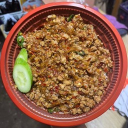 กะเพราวุ้นเส้นหมูสับ