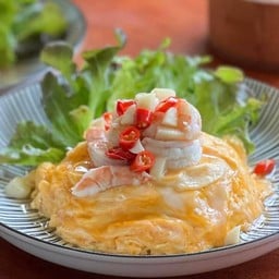 ข้าวไข่ข้นกุ้งผัดพริกขี้หนู