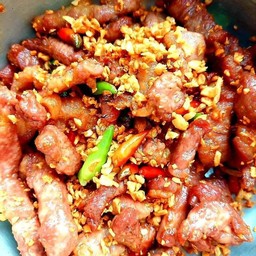 ข้าวหมูทอดพริกสด