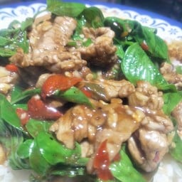 เนื้อผัดพริกสดโหระพา