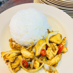 ข้าวไก่ทอดกระเทียม