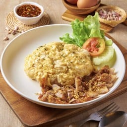 ข้าวไข่ข้น หมูทอดน้ำปลาหอม พร้อมซุปฟักกระเทียมพริกไทย