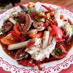 ตำกุ้งสดหอยแครง