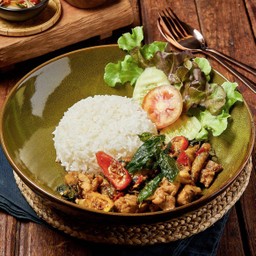 ผัดกะเพราไก่ราดข้าว Stir Fried Basil with Chicken