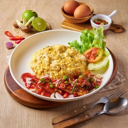 ข้าวไข่ข้นยำปลากระป๋อง Creamy Omelette woth Spicy Sadine