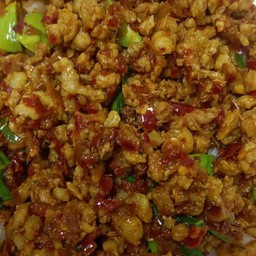 คั่วกลิ้งหมูสับ.ราดข้าว.พริกแกงใต้