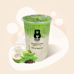 Coconut juice with milk and green tea