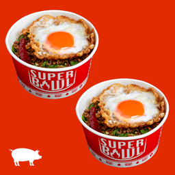(โปรโมชั่น) อิ่มคู่ ข้าวกะเพราหมู + ไข่ดาว x 2