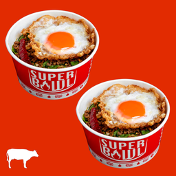 (โปรโมชั่น) อิ่มคู่ ข้าวกะเพราเนื้อออสเตรเลีย + ไข่ดาว x 2