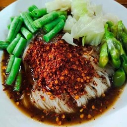 ขนมจีนซาวน้ำปลาร้านัวๆ+ไข่ต้ม1ใบจร้า