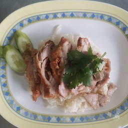 ข้าวมันไก่ทอด+หมูอบ