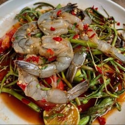 ตำกระเฉดกุ้งสด