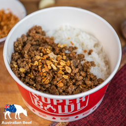 ข้าวเนื้อออสเตรเลียกระเทียมพริกไทย