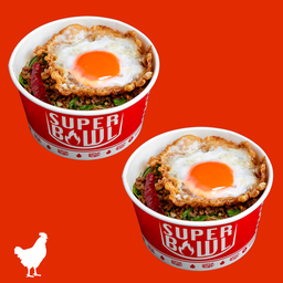 (โปรโมชั่น) อิ่มคู่ ข้าวกะเพราไก่ + ไข่ดาว x 2