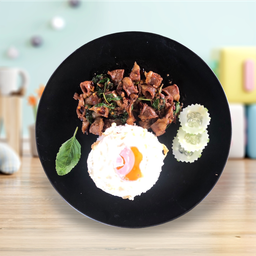 กะเพรา ใส้อ่อน หมู