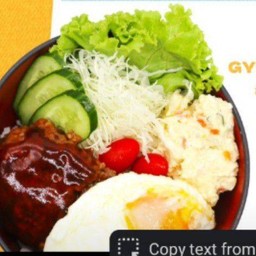 ข้าวหน้าแฮมเบอร์เกอร์ลิ้นวัว โลโคโมโค