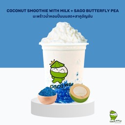 Coconut Smoothie With Milk + Sago With Butterfly Pea