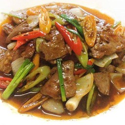 หมูกับตับผัดพริกสด