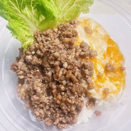 ข้าวหมูหวาน+ไข่ข้น
