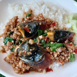 กระเพราหมูสับไข่เยี่ยวม้า