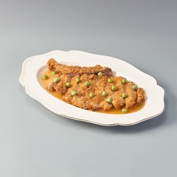 พอร์คช็อปทอดถั่วลันเตาสไตล์อั้งม้อ