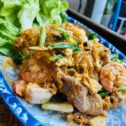 ผัดไทวุ้นเส้นโบราณ (กุ้ง,หมูหมัก)