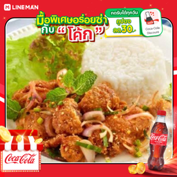 [อร่อยซ่ากับโค้ก] ข้าวยำไก่แซ่บ + โค้ก ออริจินัล (ขวด)