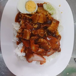 ข้าวหมูแดง+หมูกรอบ