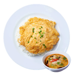 ข้าวไข่เจียว+ต้มยำปลา