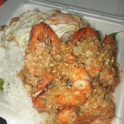 กุ้งกระเทียมราดข้าว