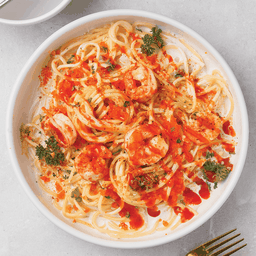 สปาเก็ตตี้ไวท์ซอสเผ็ดกุ้ง+ไข่กุ้ง