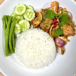 ข้าวน้ำตกไก่ย่าง
