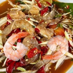 ตำกุ้งสองสหาย(กุ้งสุก,สด)