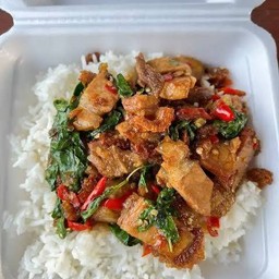 Crispy Pork Basil With Rice
