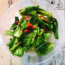 ข้าวราดผัดคะน้า-ไข่ต้ม(มังสวิรัติ)