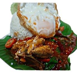 กะเพราปลากระป๋อง ราดข้าว