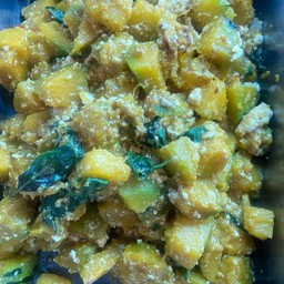 ผัดฟักทองเต้าหู้-เจ