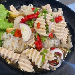 ยำหมูยอ+เห็ดขาว