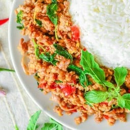 Rice Topped With Stir-Fried Pork And Basil