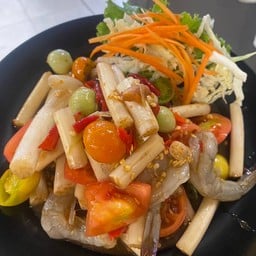 ส้มตำกุ้งสด+ไหลบัว(6ตัว)