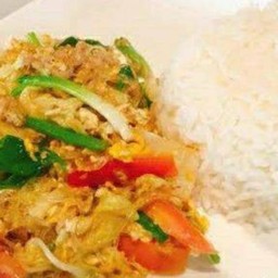 ข้าวราดวุ้นเส้นผัดไข่/粉絲炒蛋飯