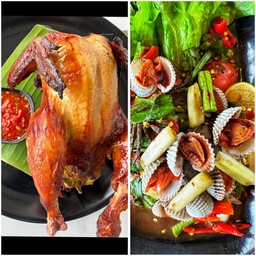 ( ไก่อบโอ่ง1ตัว )+ ตำไหลบัวหอยแครง