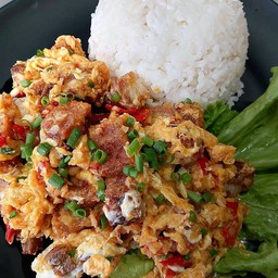Crispy Pork Stir-Fried With Chili And Salt [On Rice]