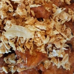 ไก่ทอดกระเทียม ราดข้าว